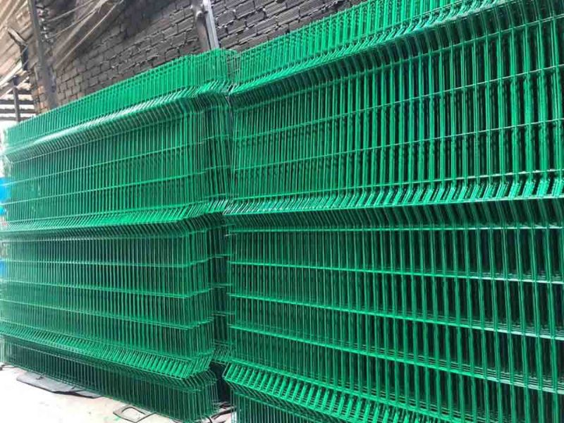 Mẫu hàng rào lưới thép sơn tĩnh điện màu xanh